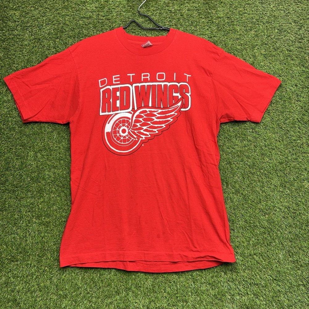 Vintage Detroit Red Wings Shirt Mens XL NHL Hockey Single Stitch 90s Red Sports